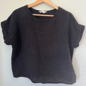 Elizabeth Suzann - Black Linen Gauze Georgia tee - Size XXS/XS